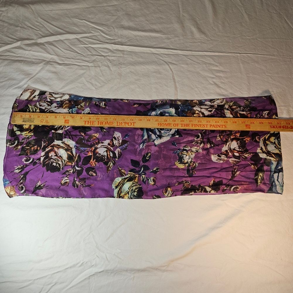 Sheer Purple Floral Scarf - Picture 4 of 7